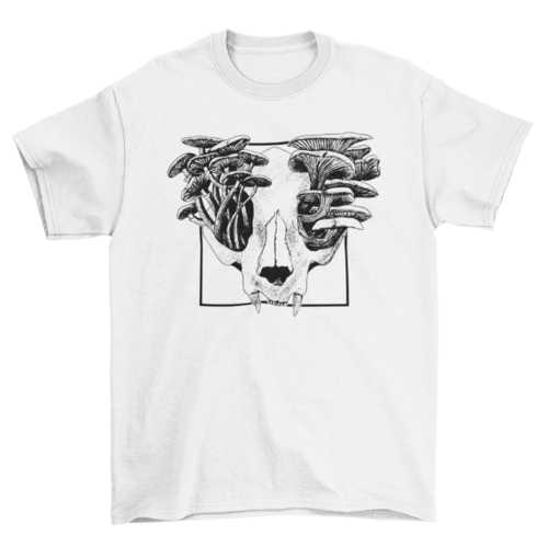 Skull with mushrooms t-shirt